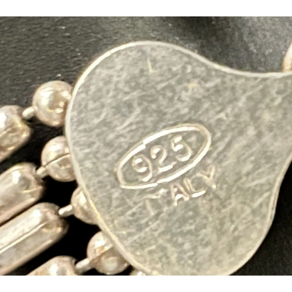 AZ Sterling Silver Vintage Bar & Bead Modernist Chain Link Design Bracelet Italy - Picture 3 of 4